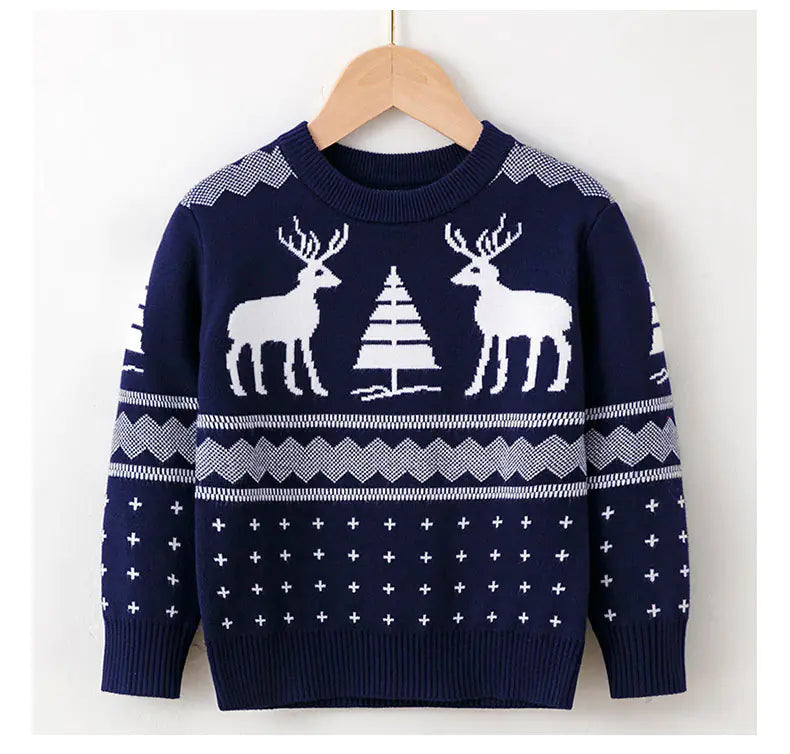 Children's Elk Pullover Christmas Sweater for Girls