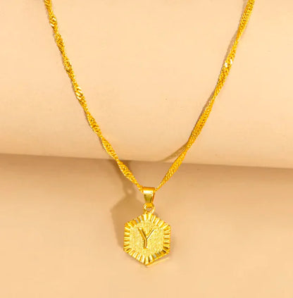Hexagon Initial Pendant Necklace – Elegant Women's Jewelry