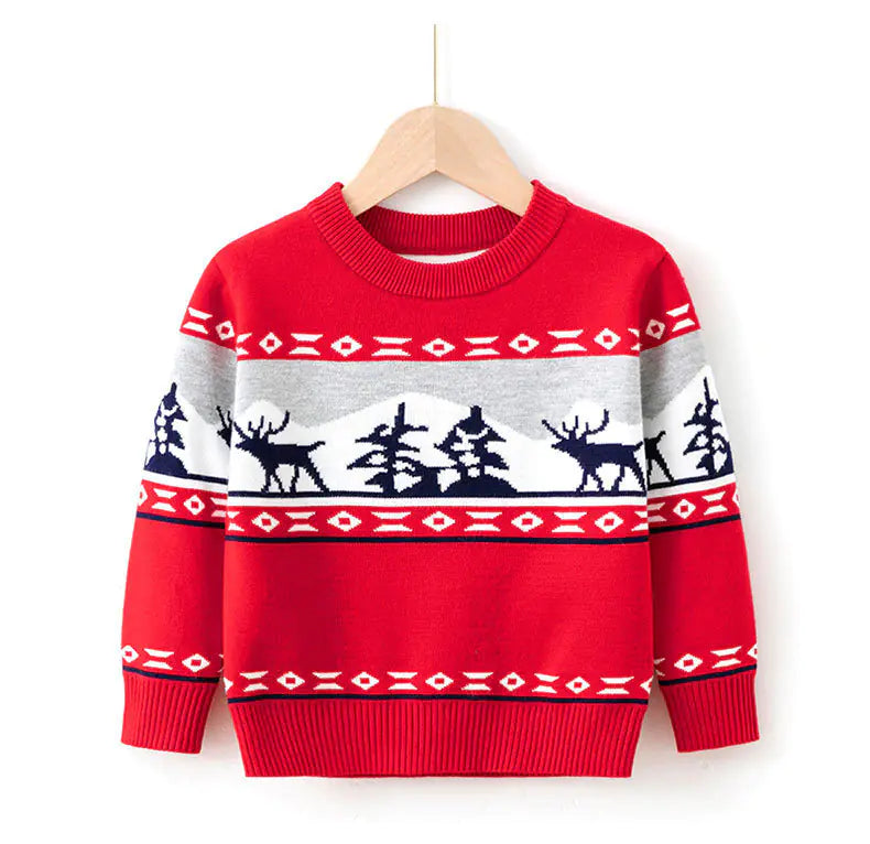 Children's Elk Pullover Christmas Sweater for Girls