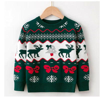 Children's Elk Pullover Christmas Sweater for Girls