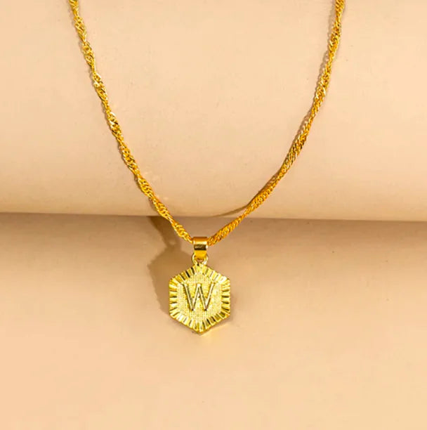 Hexagon Initial Pendant Necklace – Elegant Women's Jewelry