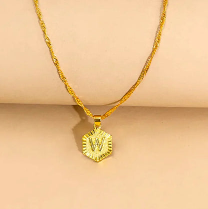 Hexagon Initial Pendant Necklace – Elegant Women's Jewelry