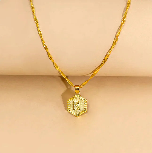 Hexagon Initial Pendant Necklace – Elegant Women's Jewelry