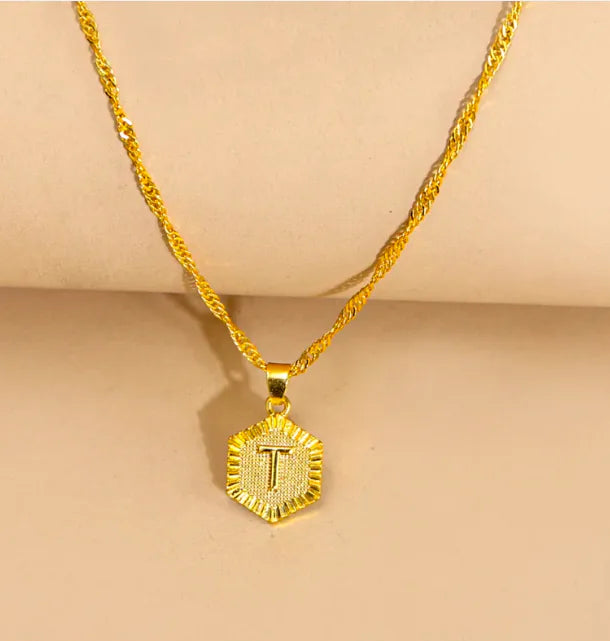 Hexagon Initial Pendant Necklace – Elegant Women's Jewelry