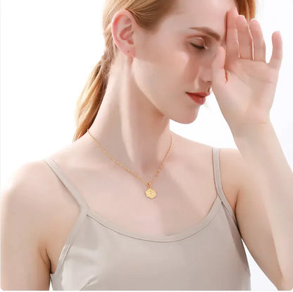 Hexagon Initial Pendant Necklace – Elegant Women's Jewelry