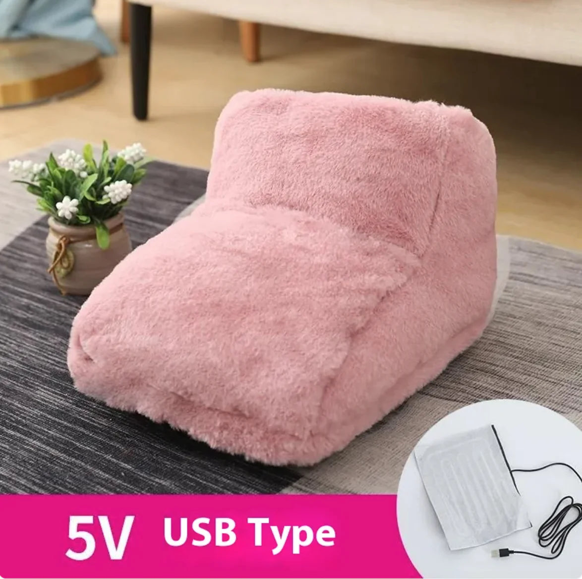 Electric rabbit fur foot warmer