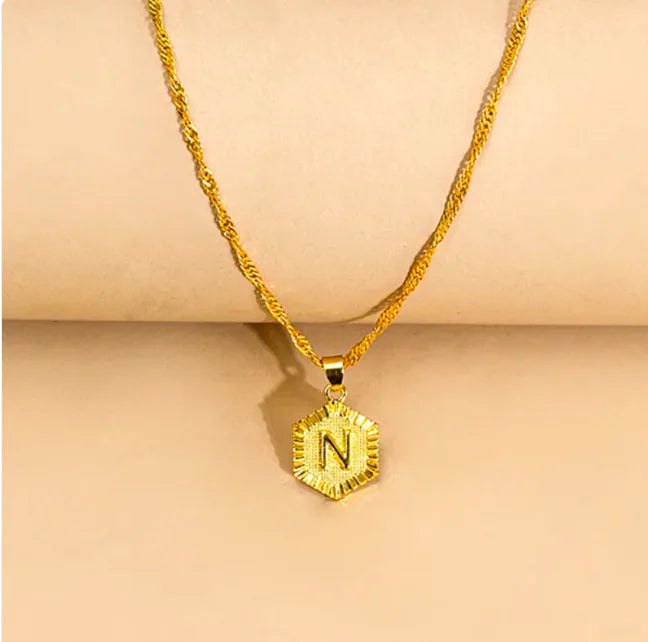 Hexagon Initial Pendant Necklace – Elegant Women's Jewelry