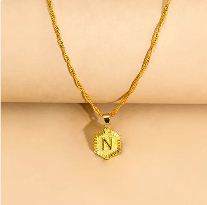 Hexagon Initial Pendant Necklace – Elegant Women's Jewelry