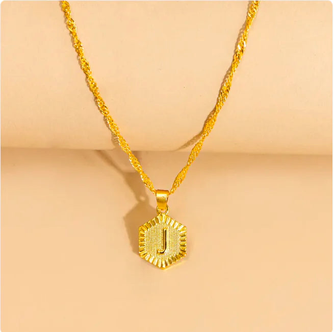 Hexagon Initial Pendant Necklace – Elegant Women's Jewelry