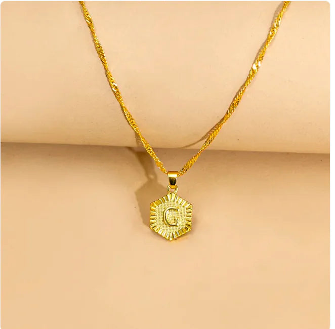 Hexagon Initial Pendant Necklace – Elegant Women's Jewelry