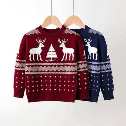 Children's Elk Pullover Christmas Sweater for Girls