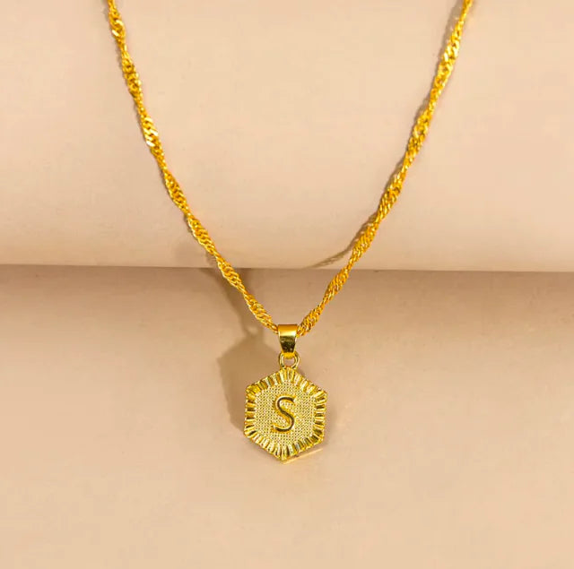 Hexagon Initial Pendant Necklace – Elegant Women's Jewelry