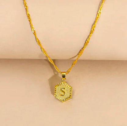 Hexagon Initial Pendant Necklace – Elegant Women's Jewelry