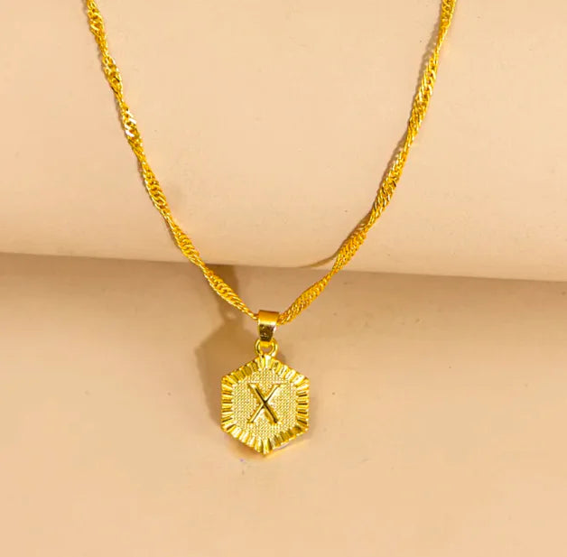 Hexagon Initial Pendant Necklace – Elegant Women's Jewelry