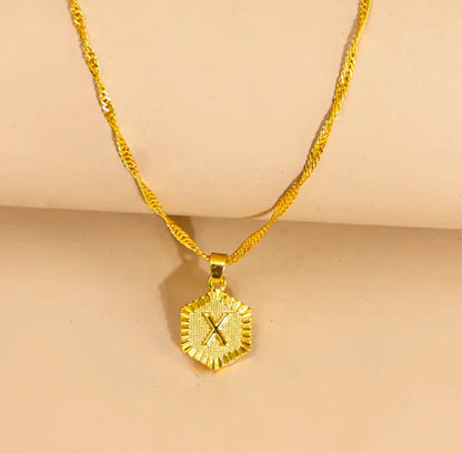Hexagon Initial Pendant Necklace – Elegant Women's Jewelry
