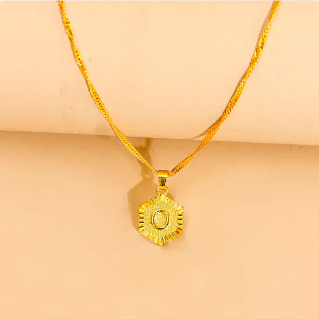 Hexagon Initial Pendant Necklace – Elegant Women's Jewelry