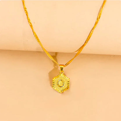 Hexagon Initial Pendant Necklace – Elegant Women's Jewelry