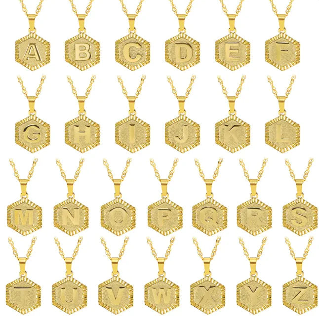 Hexagon Initial Pendant Necklace – Elegant Women's Jewelry