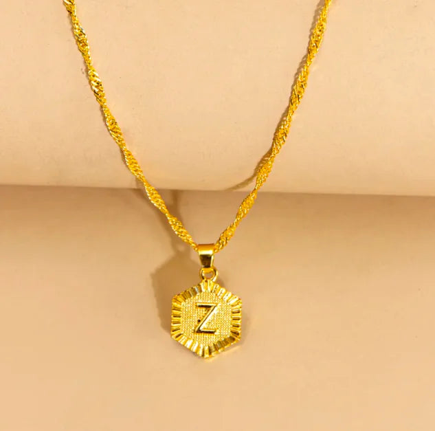 Hexagon Initial Pendant Necklace – Elegant Women's Jewelry