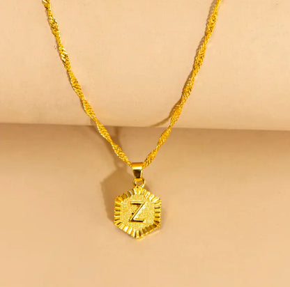 Hexagon Initial Pendant Necklace – Elegant Women's Jewelry