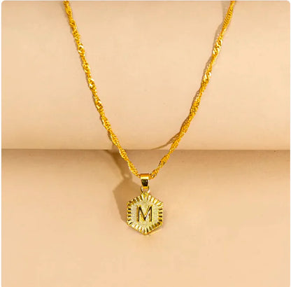 Hexagon Initial Pendant Necklace – Elegant Women's Jewelry