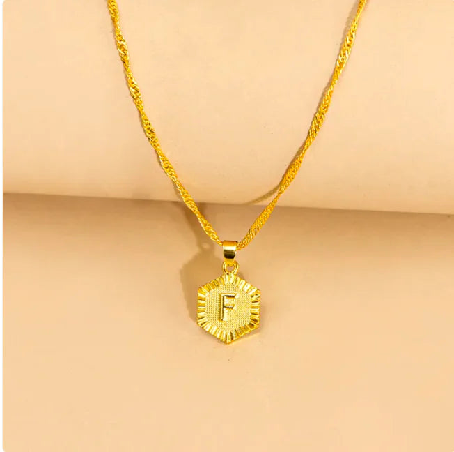 Hexagon Initial Pendant Necklace – Elegant Women's Jewelry