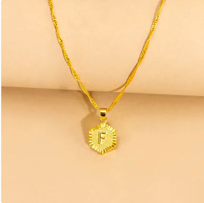 Hexagon Initial Pendant Necklace – Elegant Women's Jewelry