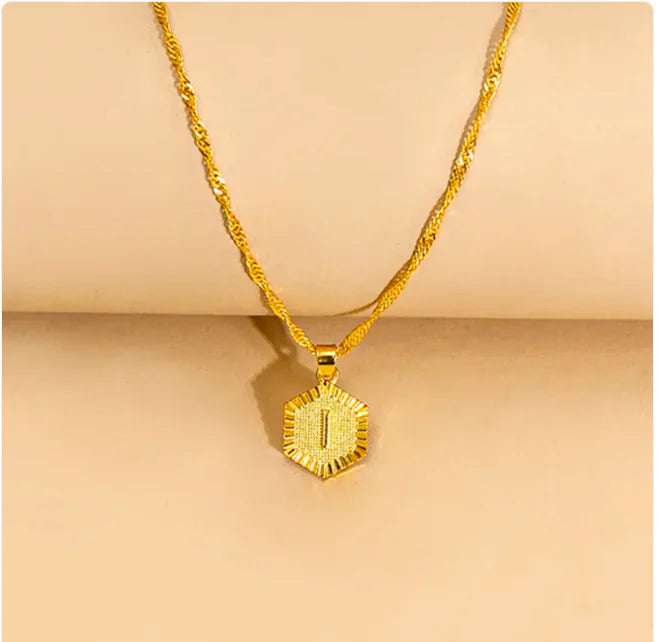Hexagon Initial Pendant Necklace – Elegant Women's Jewelry