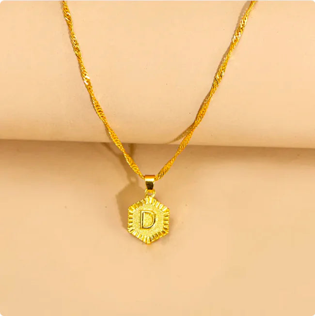 Hexagon Initial Pendant Necklace – Elegant Women's Jewelry