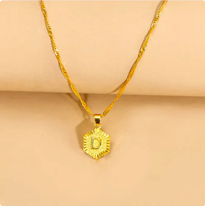 Hexagon Initial Pendant Necklace – Elegant Women's Jewelry