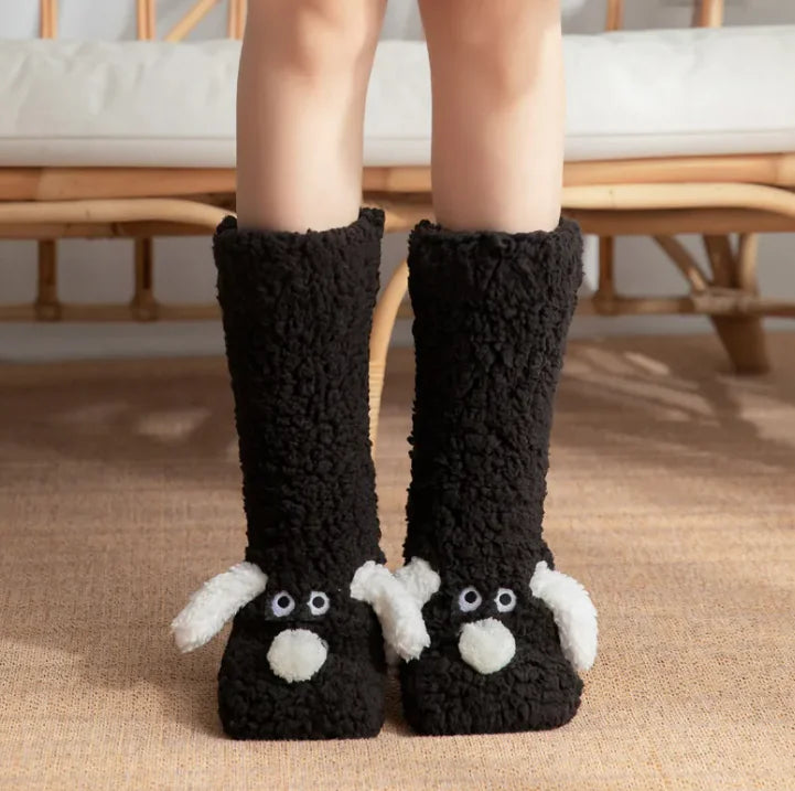 Women's Plush Winter Dog-Themed Socks
