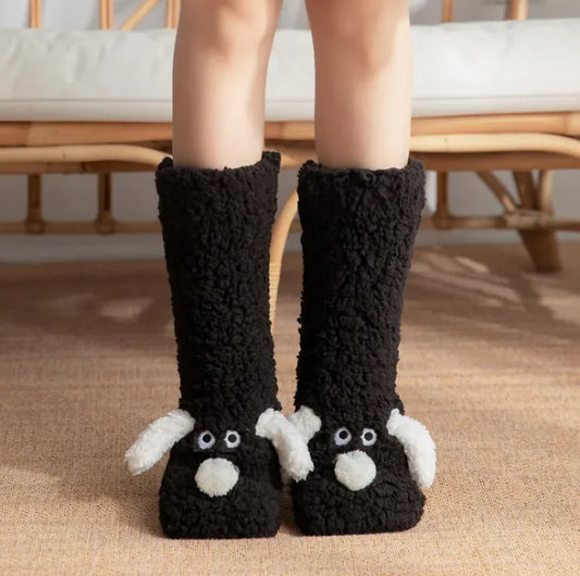 Women's Plush Winter Dog-Themed Socks