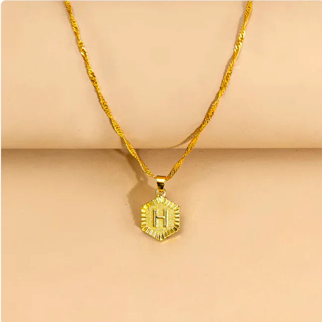 Hexagon Initial Pendant Necklace – Elegant Women's Jewelry