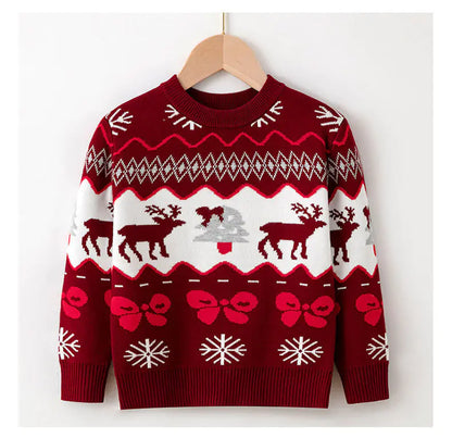 Children's Elk Pullover Christmas Sweater for Girls