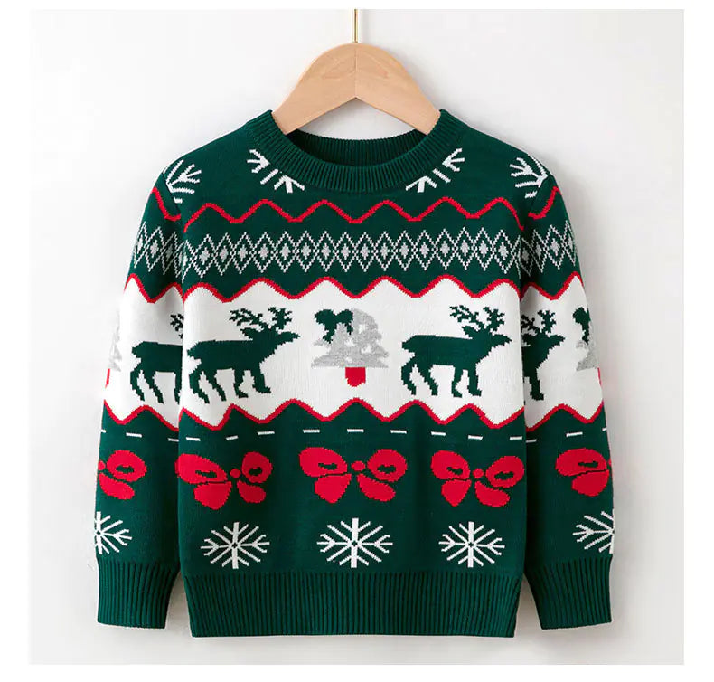 Children's Elk Pullover Christmas Sweater for Girls