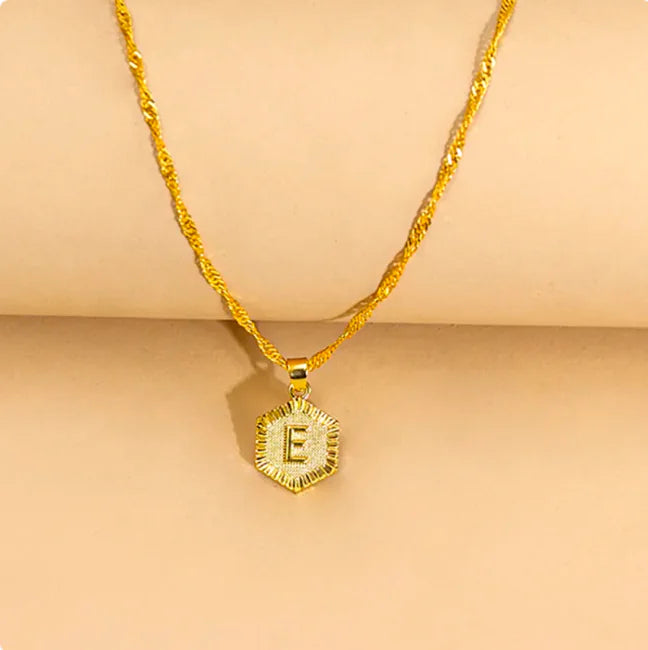 Hexagon Initial Pendant Necklace – Elegant Women's Jewelry