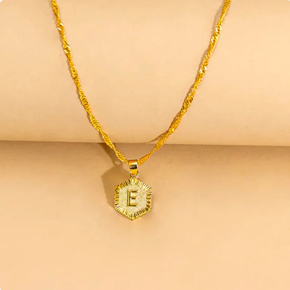 Hexagon Initial Pendant Necklace – Elegant Women's Jewelry