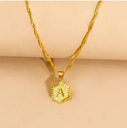 Hexagon Initial Pendant Necklace – Elegant Women's Jewelry