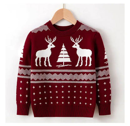 Children's Elk Pullover Christmas Sweater for Girls