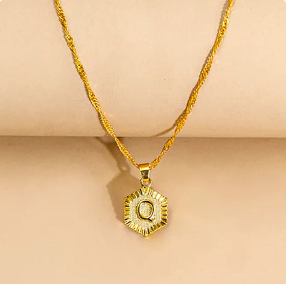 Hexagon Initial Pendant Necklace – Elegant Women's Jewelry