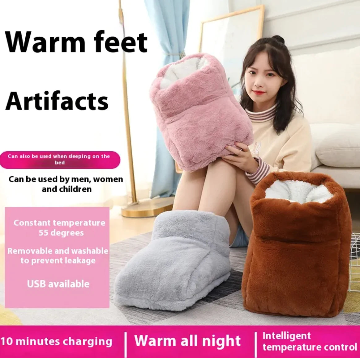 Electric rabbit fur foot warmer