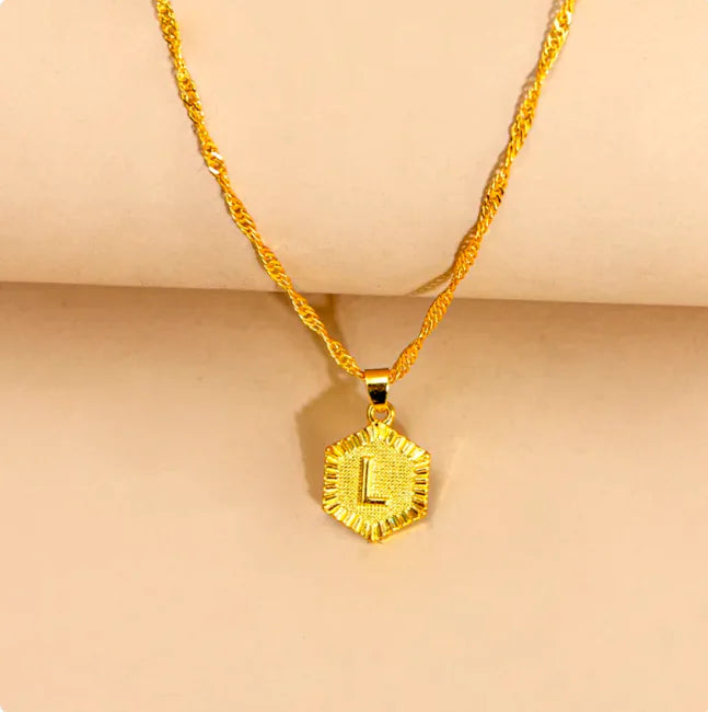 Hexagon Initial Pendant Necklace – Elegant Women's Jewelry