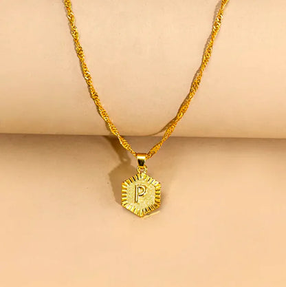 Hexagon Initial Pendant Necklace – Elegant Women's Jewelry